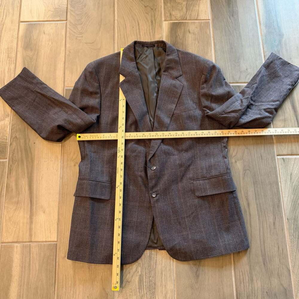 English Manor Suit Jacket and Pants Brown Plaid Pure Wool 46R